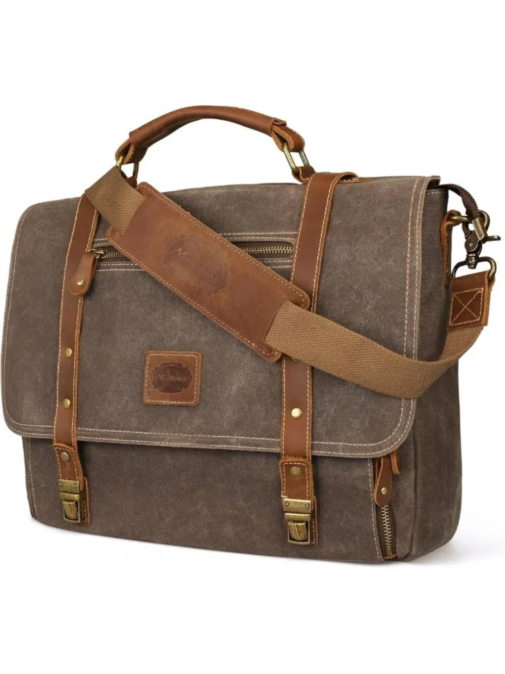Stylish Waterproof Vintage Leather Laptop Messenger Bag for Men, 15.6